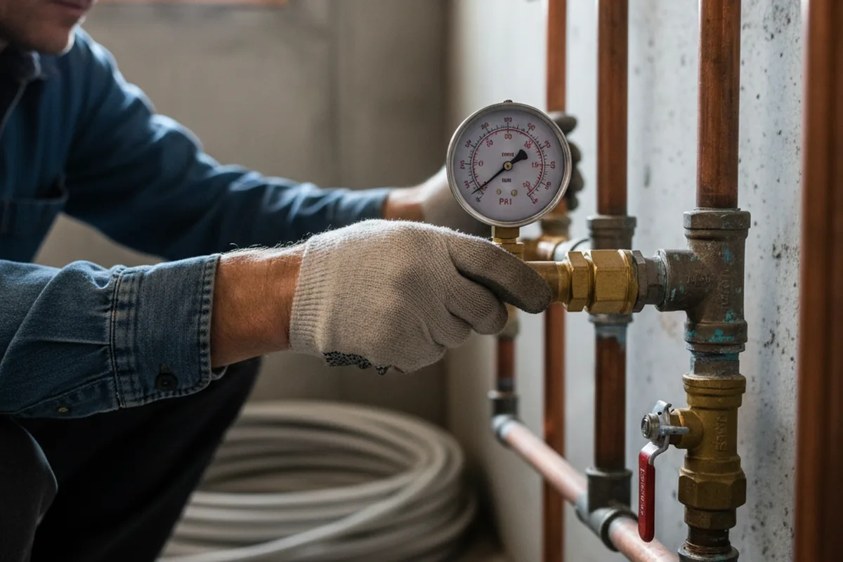 Pressure testing a repaired line during Water Line Repair in Laceys Spring